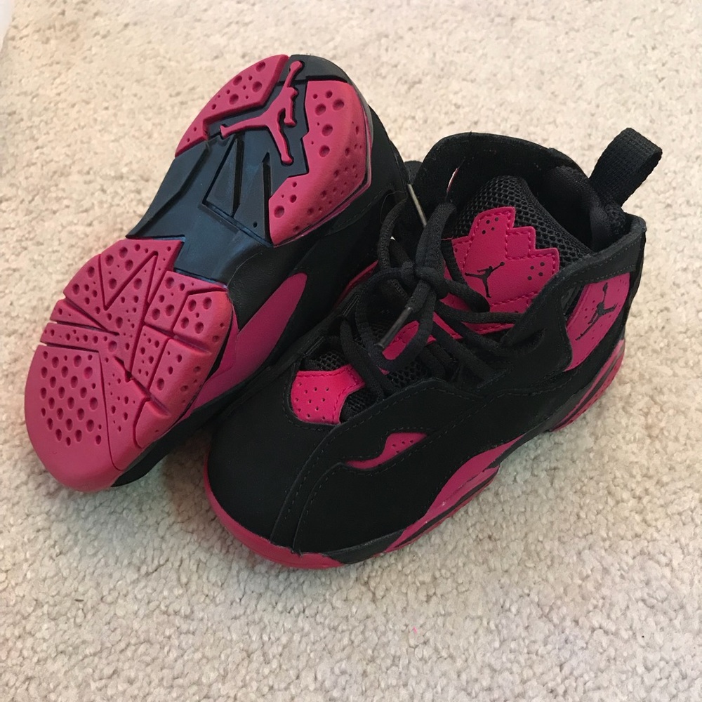 Pink and black Jordans